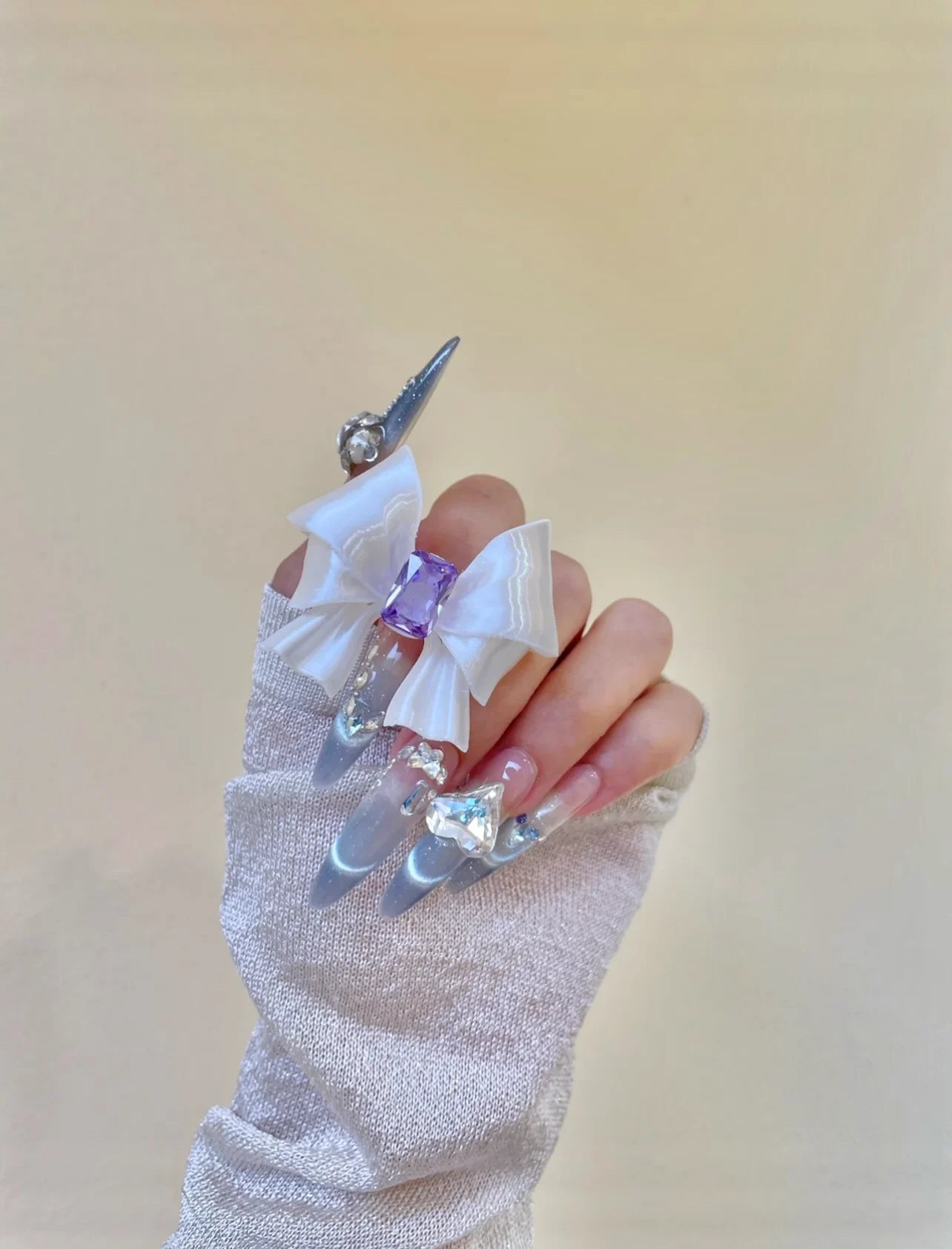 The One1| 3D Printed Silk White Bow Ring