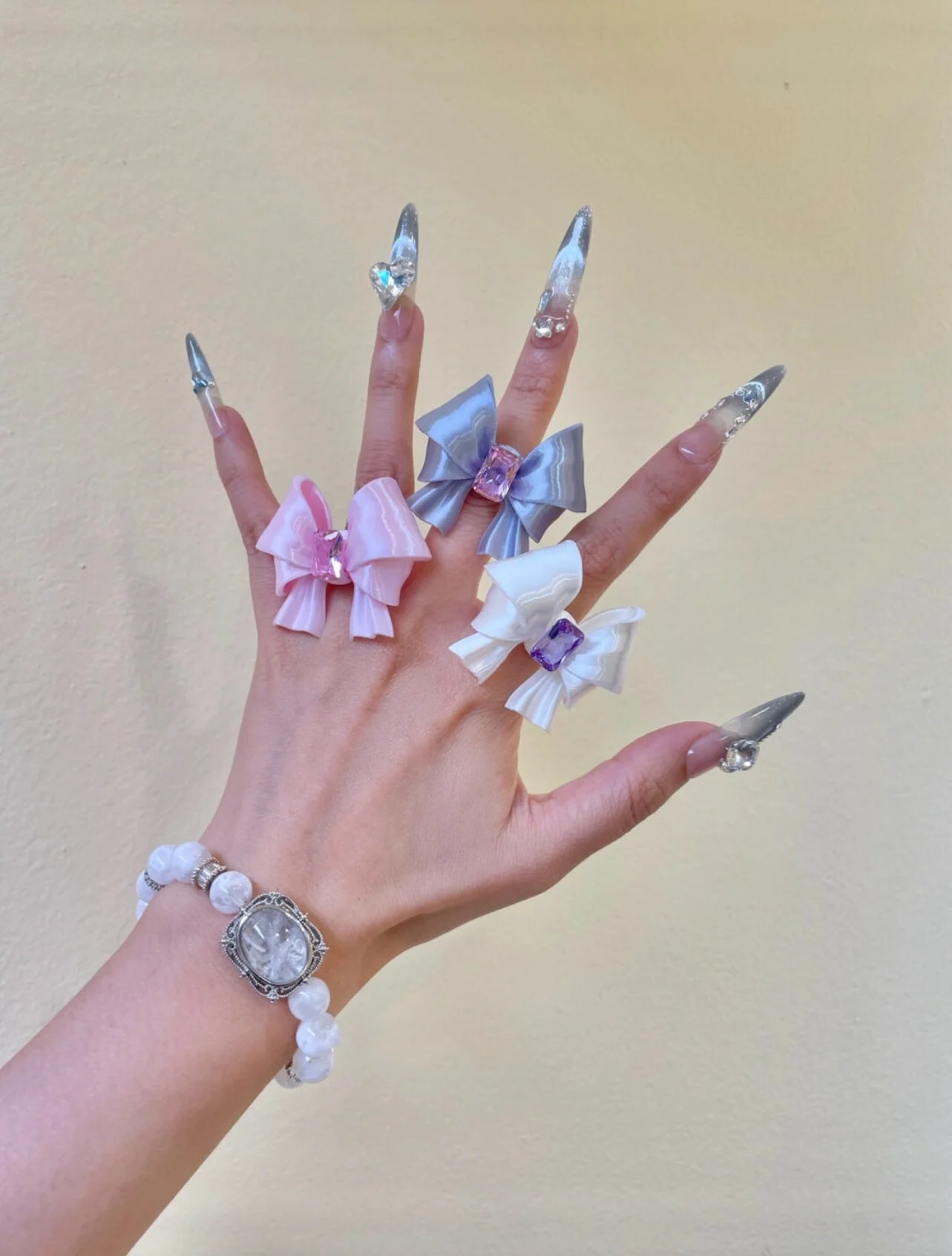 The One1| 3D Printed Silk White Bow Ring