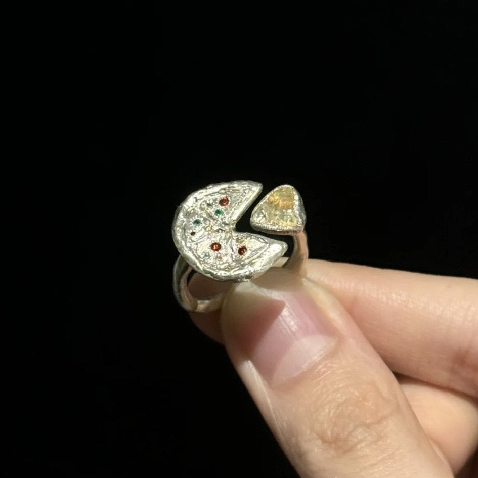 The One1| Sterling Sliver Pizza Ring, Adjustable Ring