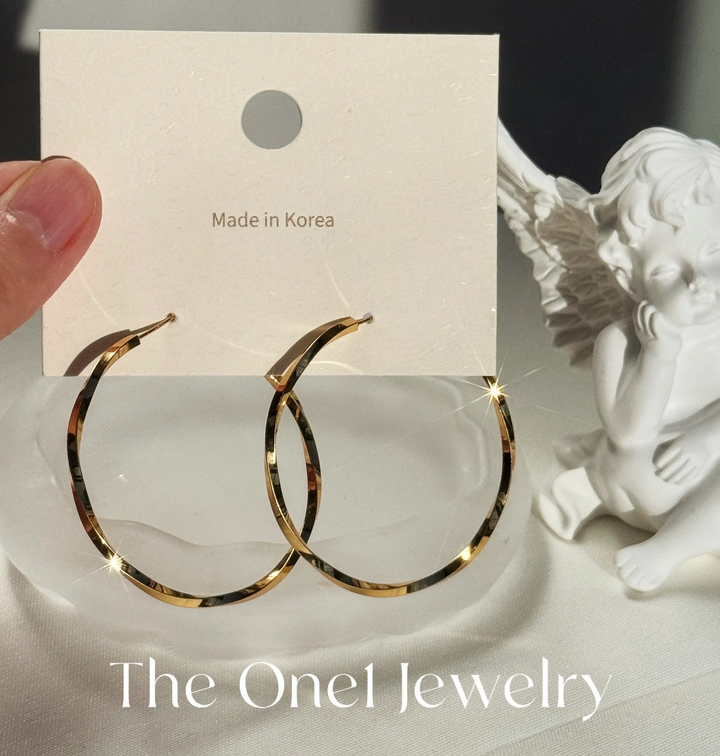 THE ONE1 - 24K Gold Faceted Twisted Hoop Earrings