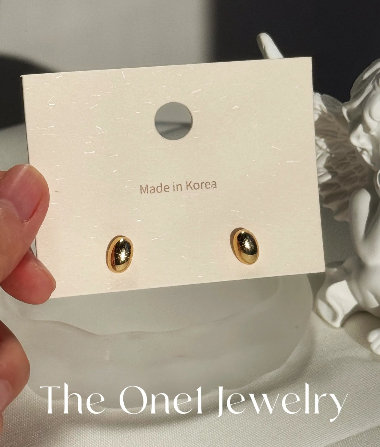 THE ONE1 - 24K Gold Minimal Bean Earrings