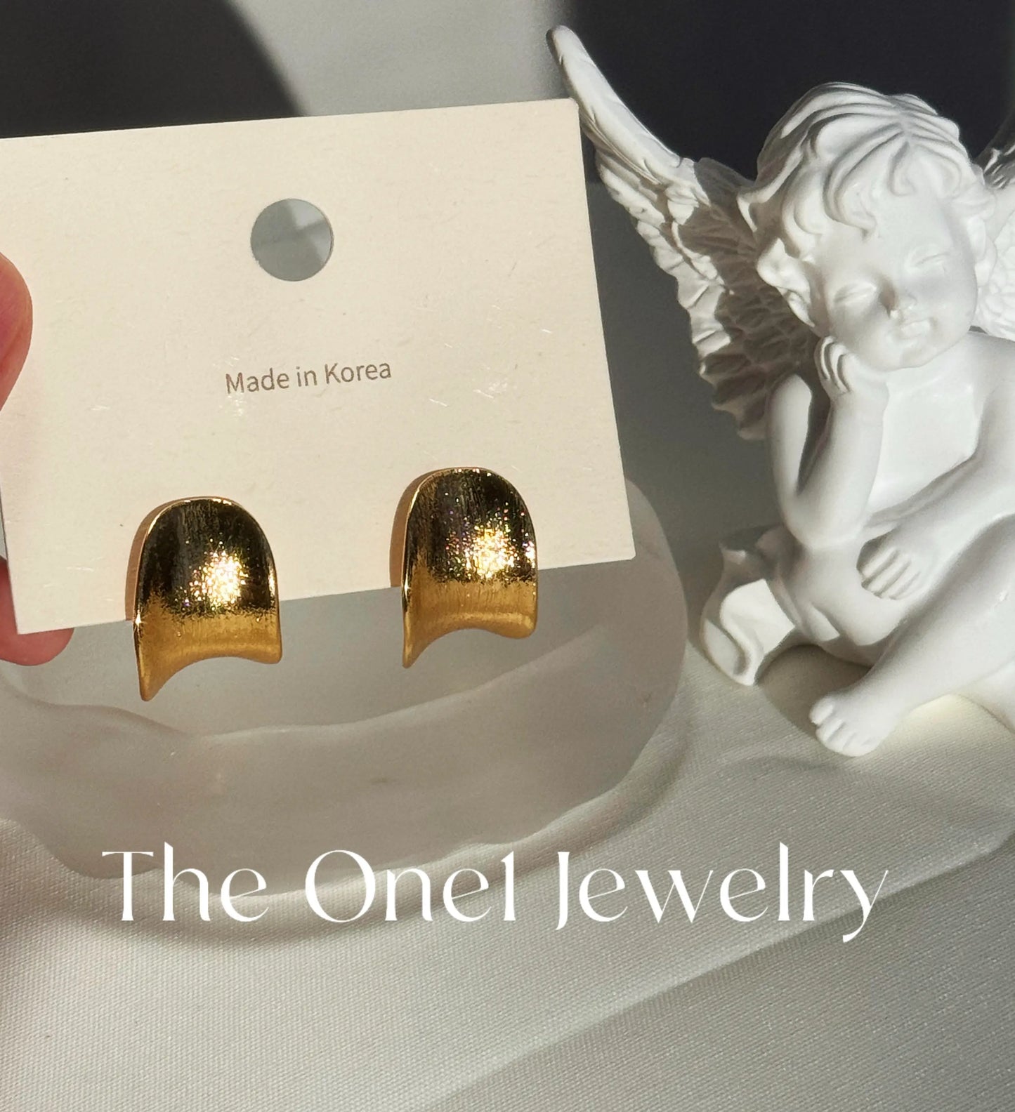 THE ONE1 - 24K Gold Concave Organic Textured Earrings