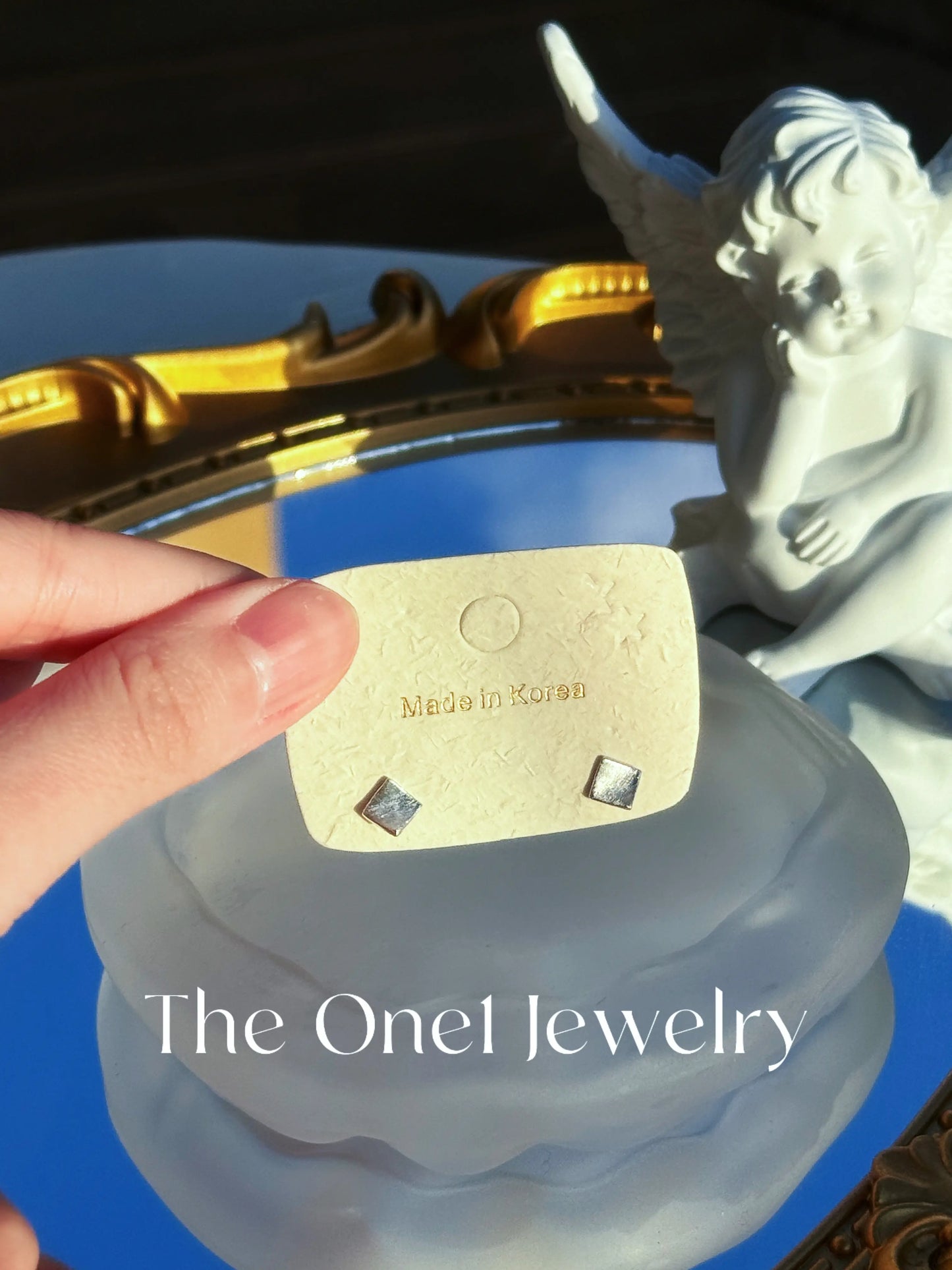 The One1| Curved Square Stud Earrings - Gold&Sliver Plated