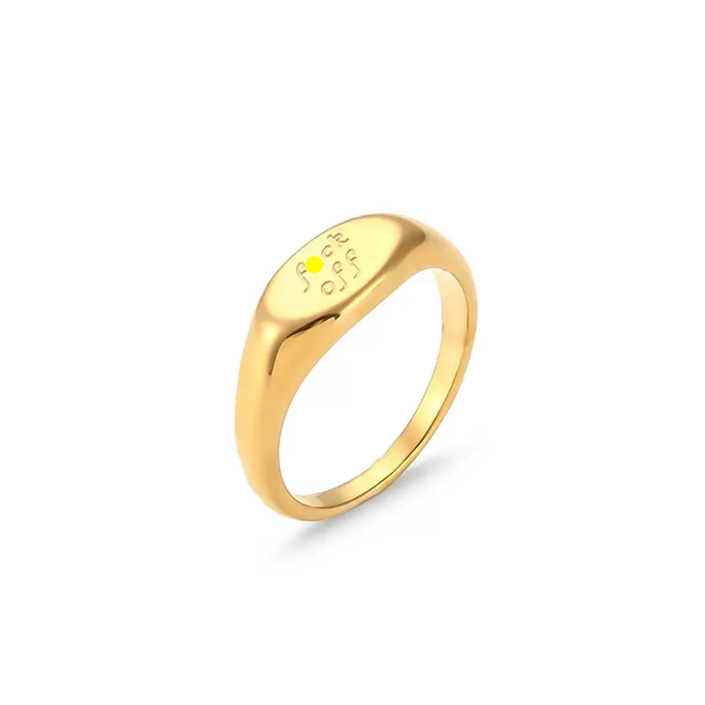 The One1| Waterproof Statement Text Ring2 – Gold-Tone