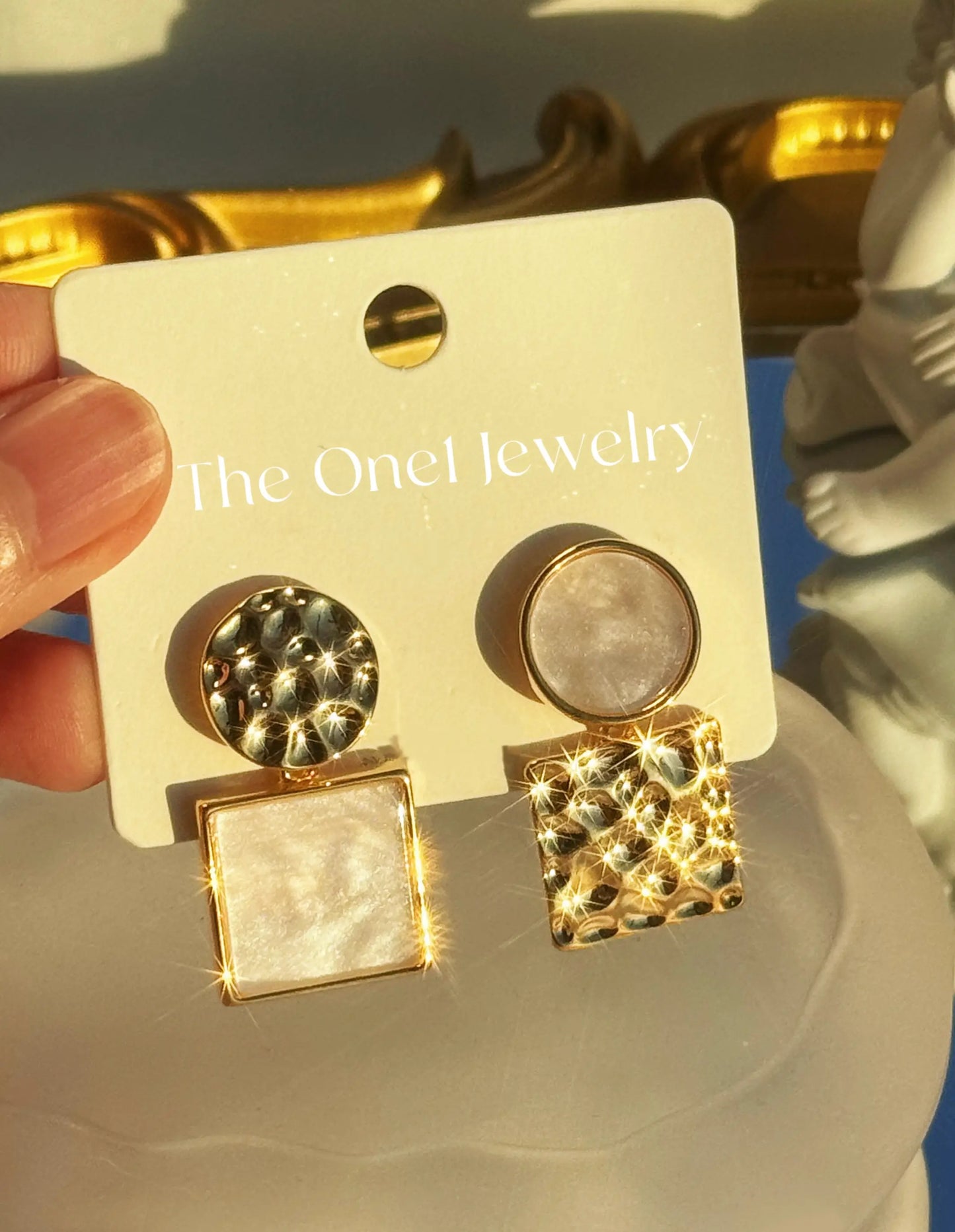 The One1- Reverse Pearl Square Drop Earrings