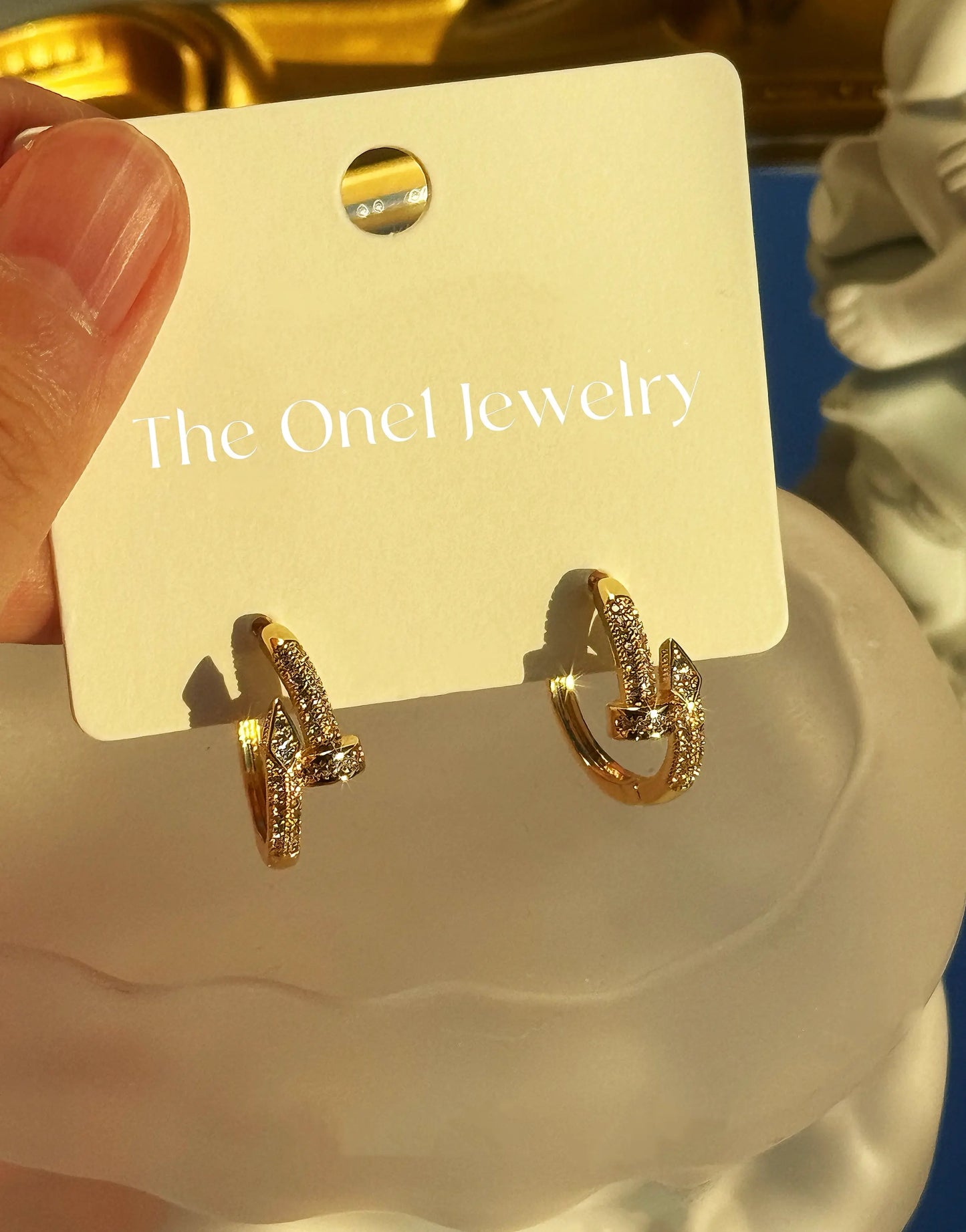The One1- Sparkle Nail Hoop Earrings for woman and man