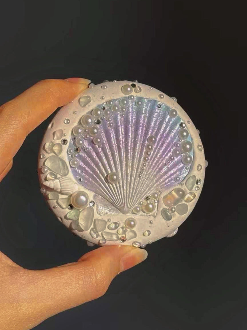 The One1 |Handmade Shell mirror with dreamy purple, Summer shell pearl, best gift for her