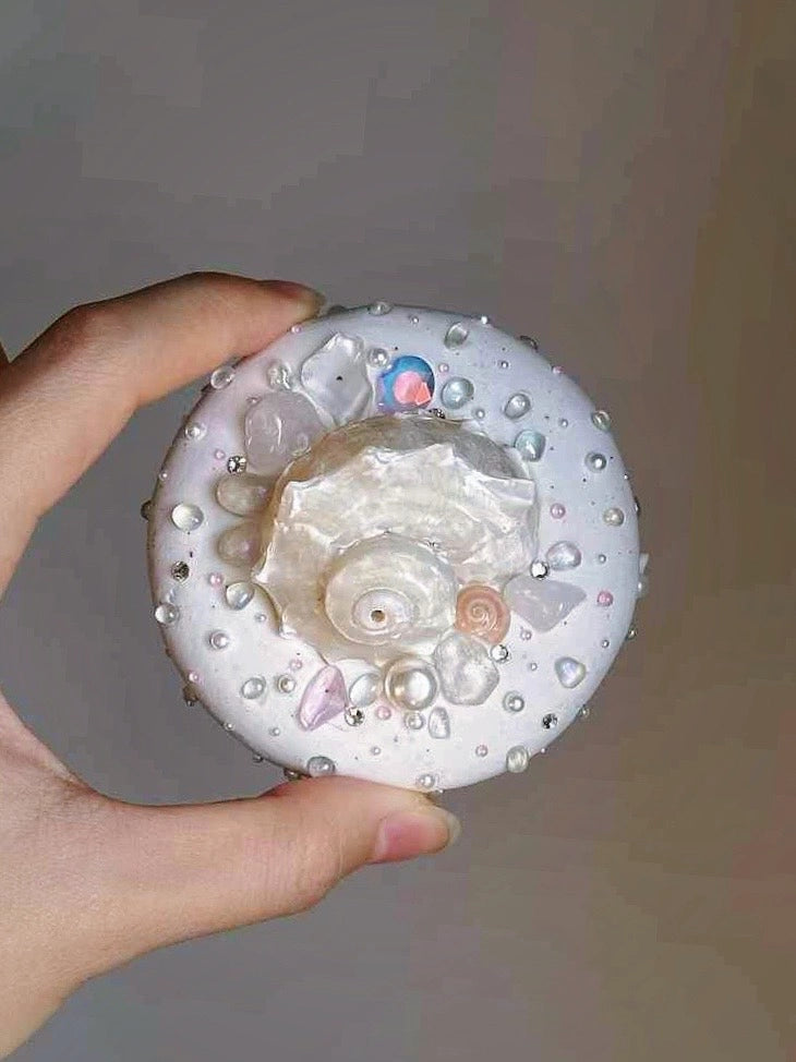The One1 | Handmade Conch Shell mirror with baby pink, Summer shell pearl, best gift for her