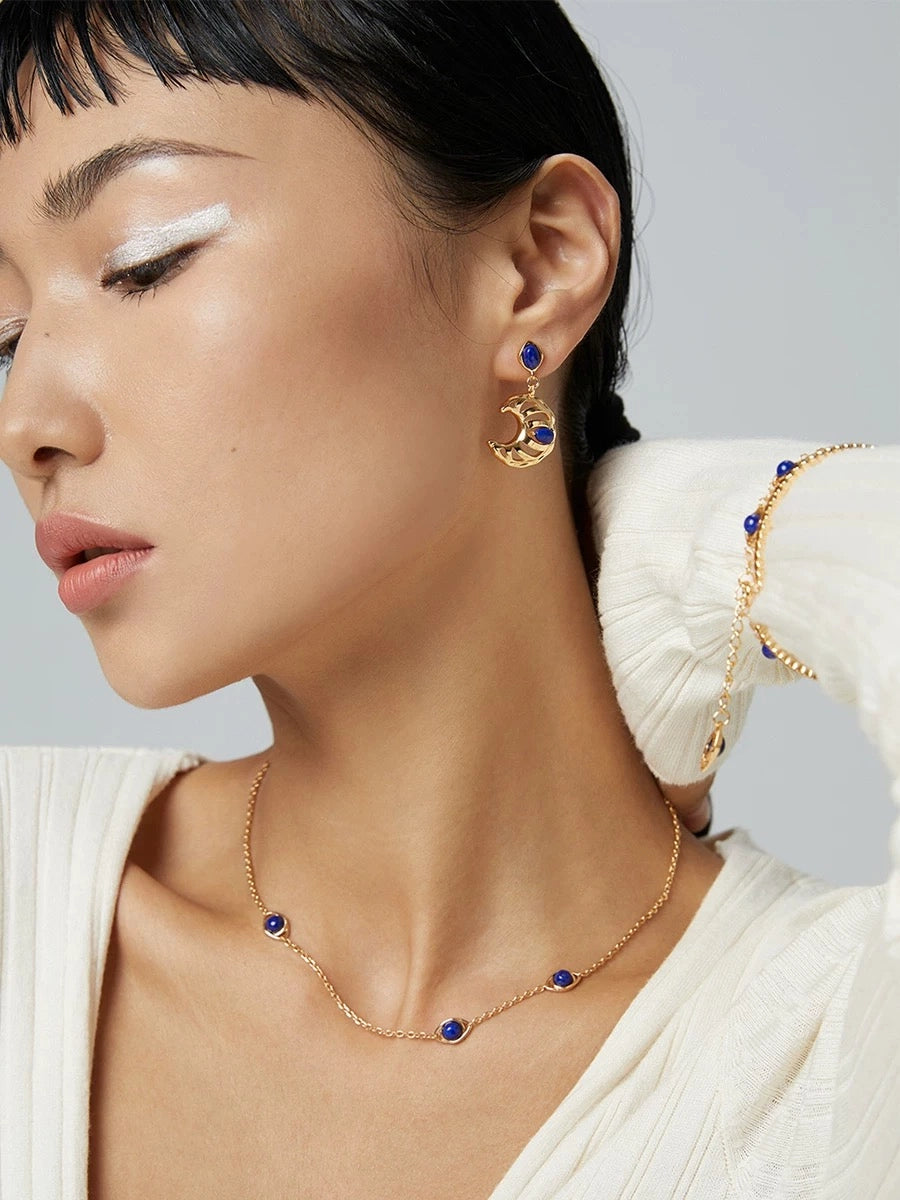 The One1| Lapis Lazuli Necklace for woman, S925 Silver, Affordable luxury, Vintage Gold