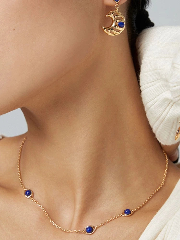 The One1| Lapis Lazuli Necklace for woman, S925 Silver, Affordable luxury, Vintage Gold