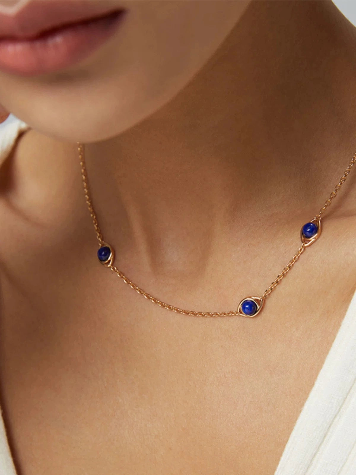The One1| Lapis Lazuli Necklace for woman, S925 Silver, Affordable luxury, Vintage Gold