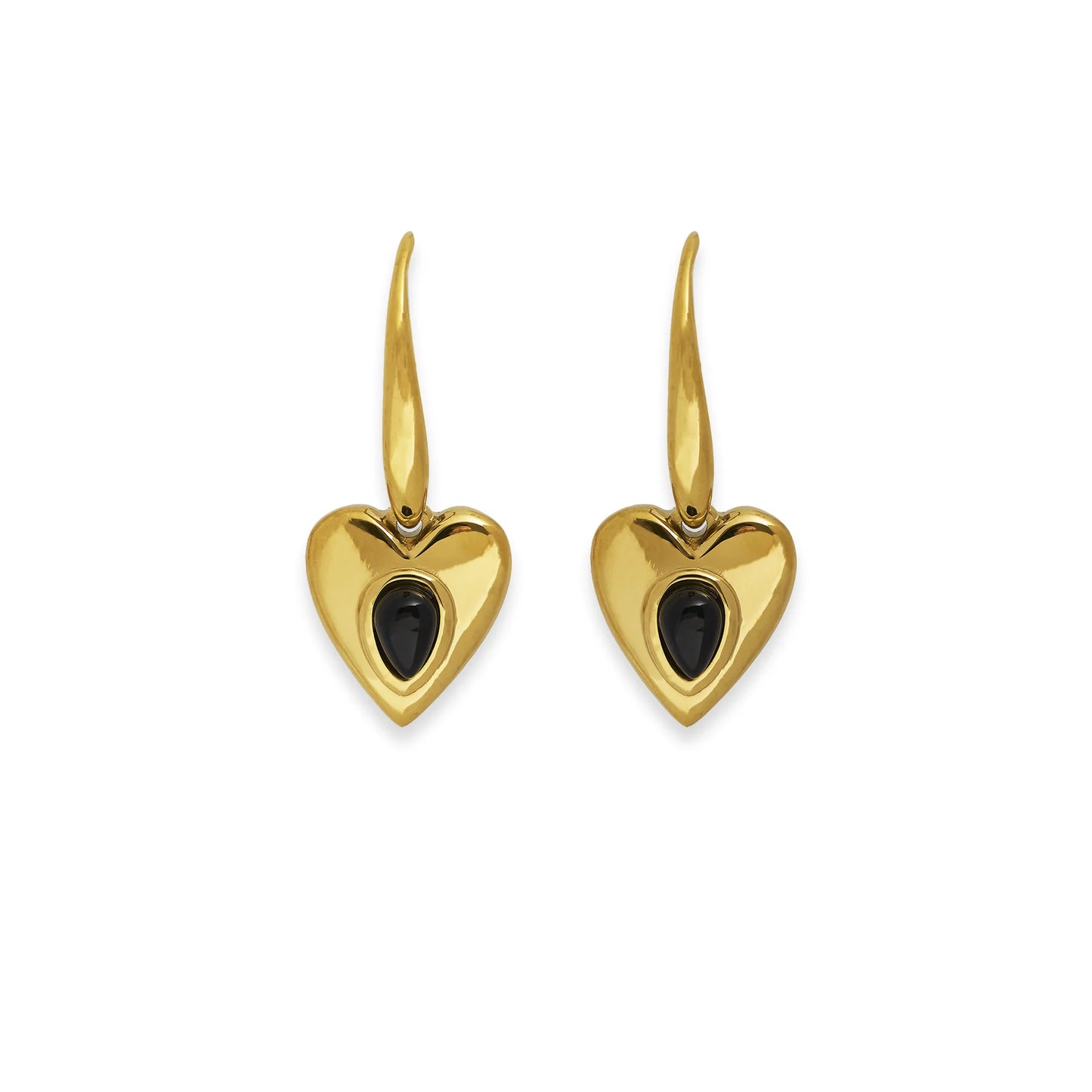 The One1| Heart Earrings for woman, 3 natural stone colors-pink, mint green and black, summer holiday earrings