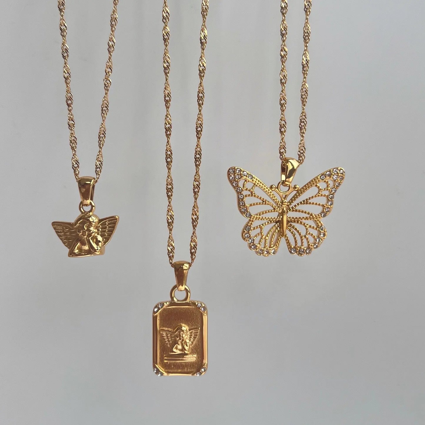 The One1| Angel squared, Cupid and Butterfly necklace for woman