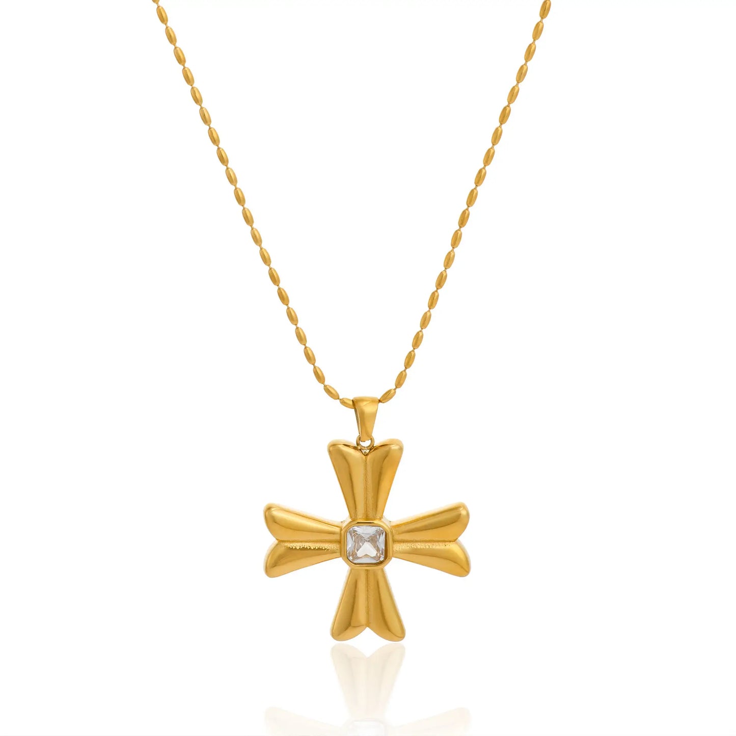 The One1| Cross necklace with diamond for woman, 18k Gold Plated