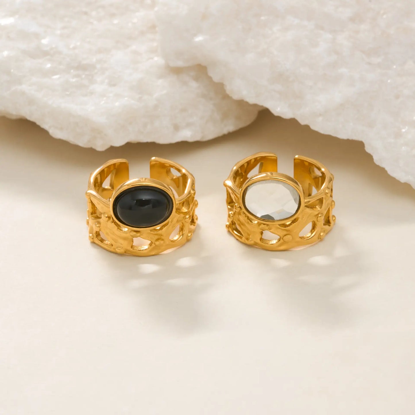The One1| Gold White Zirconia Ring, Adjustable Ring