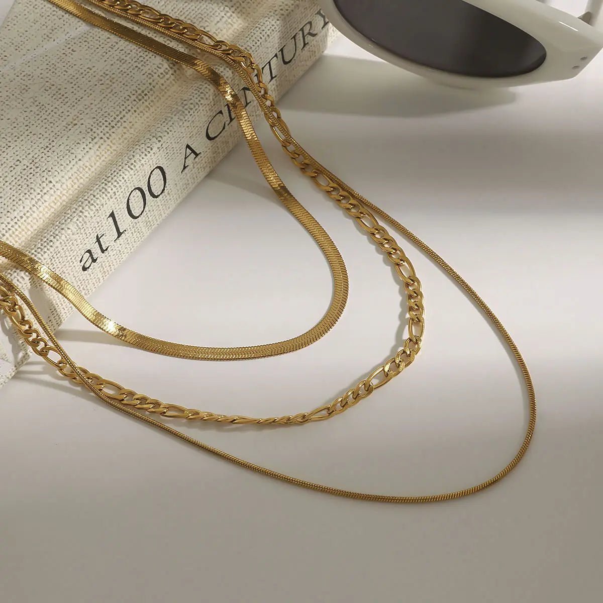 The One1| 3 IN 1 Waterproof Gold Snake Chain for woman, basic necklace for summer