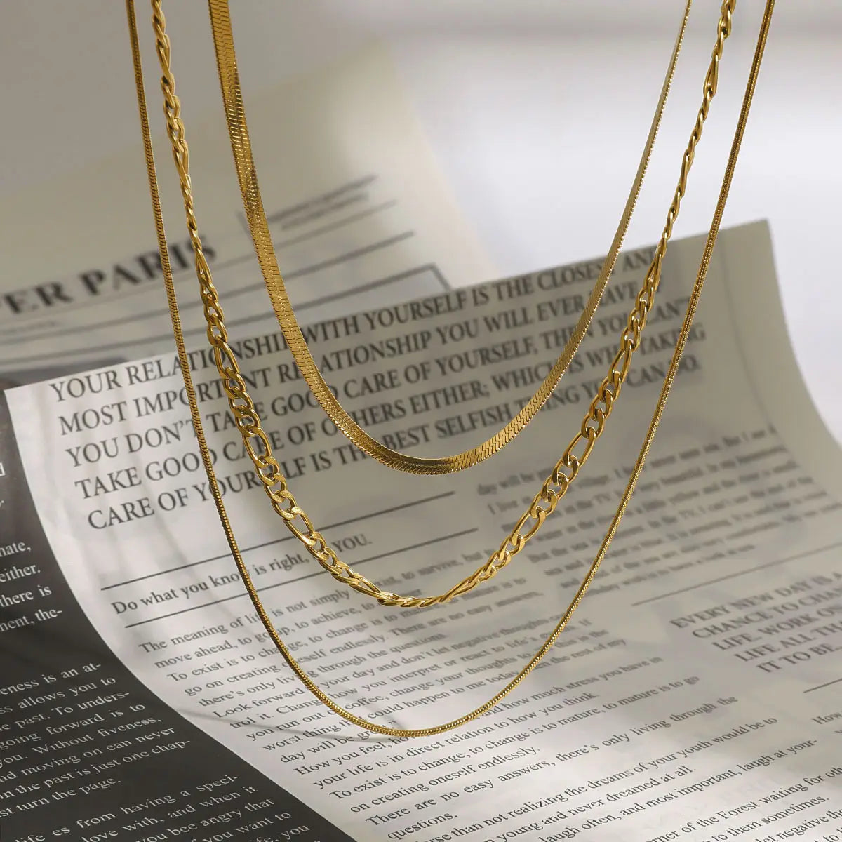 The One1| 3 IN 1 Waterproof Gold Snake Chain for woman, basic necklace for summer