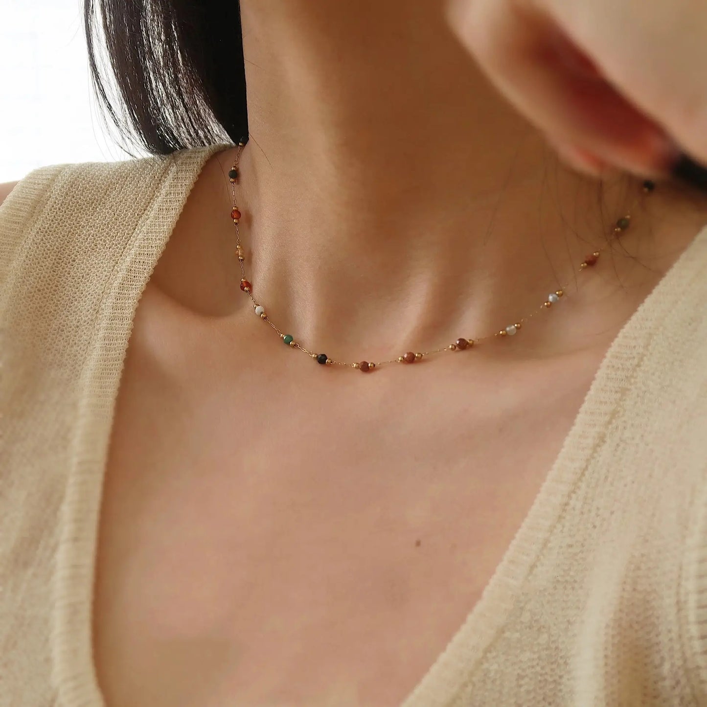 The One1| Dainty Color Bead Chain for woman