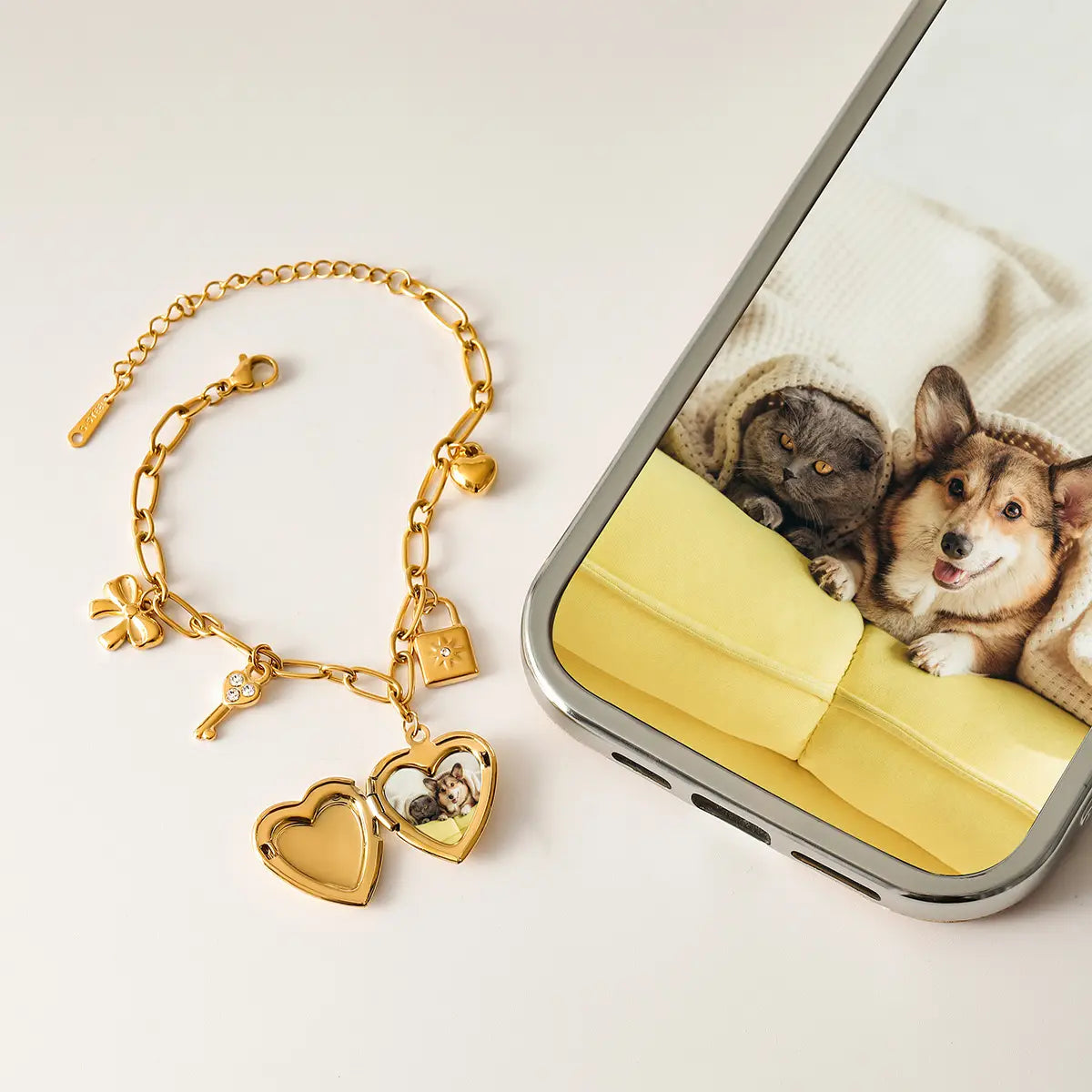 The One1| Golden HeartLocket Bracelet for woman and man, Waterproof