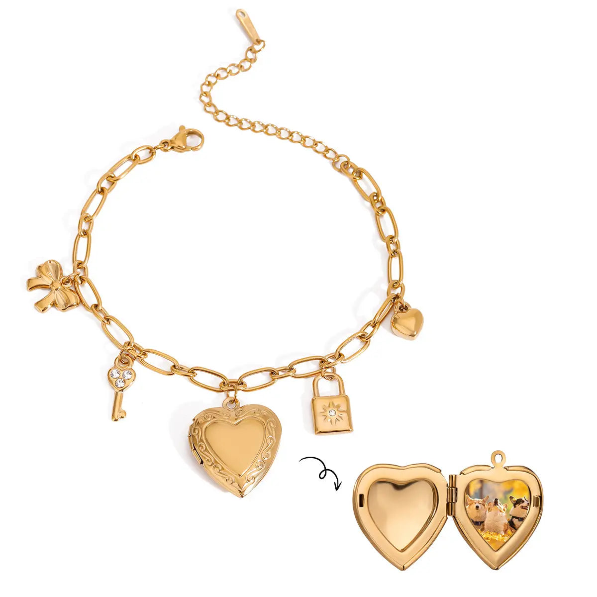 The One1| Golden HeartLocket Bracelet for woman and man, Waterproof