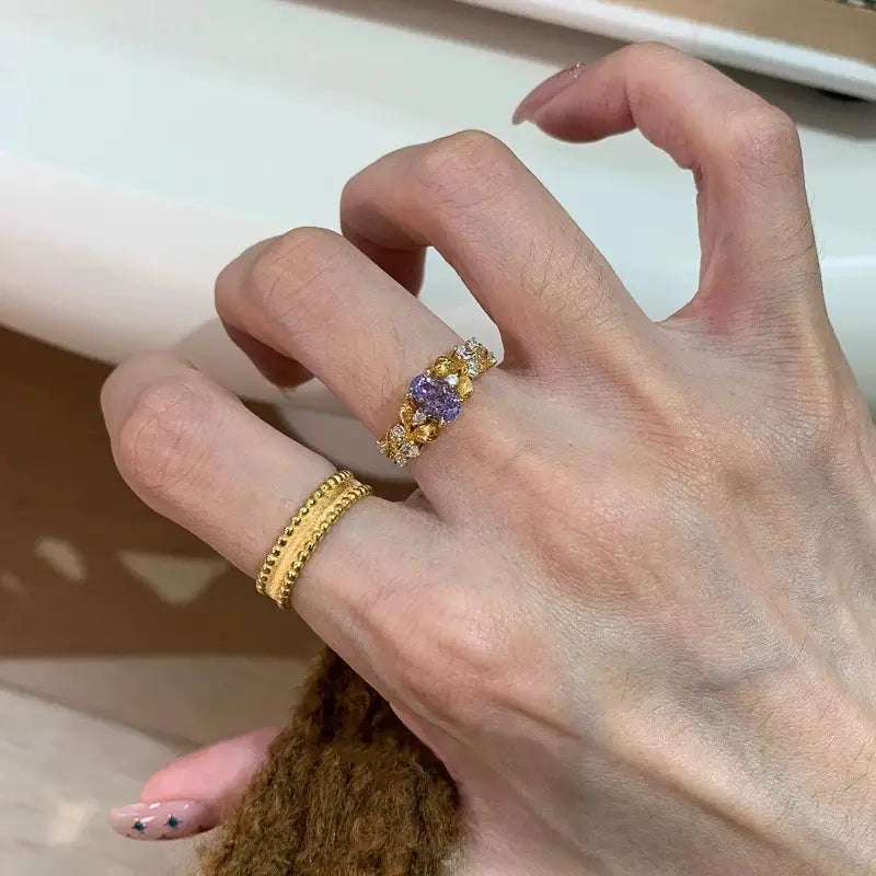 The One1| Vintage Bauhinia Blossom Diamond Ring, Adjustable