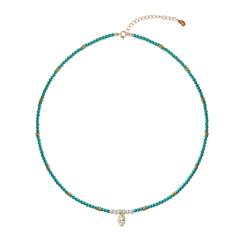 The One1| Pearl Turquoise Diamond Charm Necklace for woman