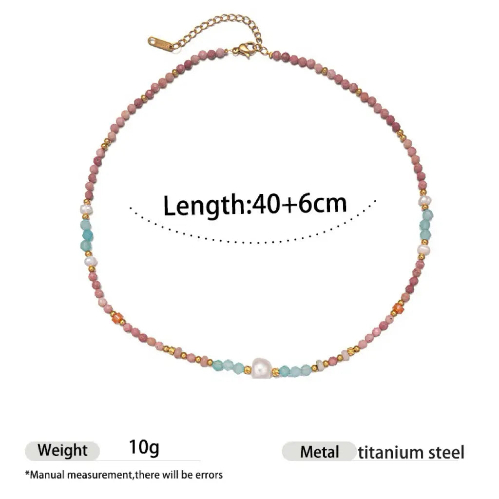 The One1| Colorful Natural Stone and Pearl Necklace for woman