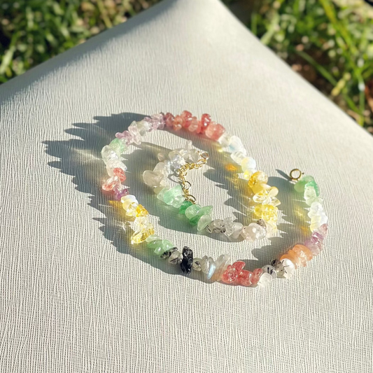 The One1| Natural Colorful Crystal Necklace for woman, summer holiday, best gift for her