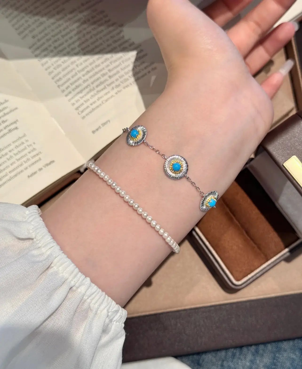 The One1| The One1| Daisy & Turquoise Vintage Bracelet for woman, boho-style