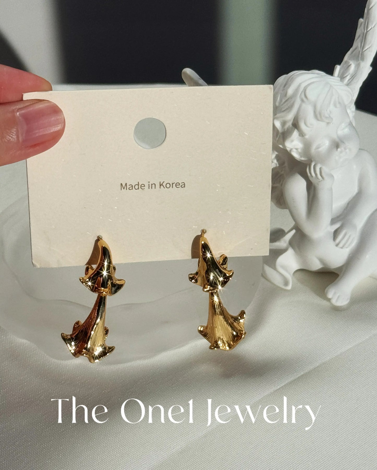 THE ONE1 - 24K Gold Organic fluid curve earrings