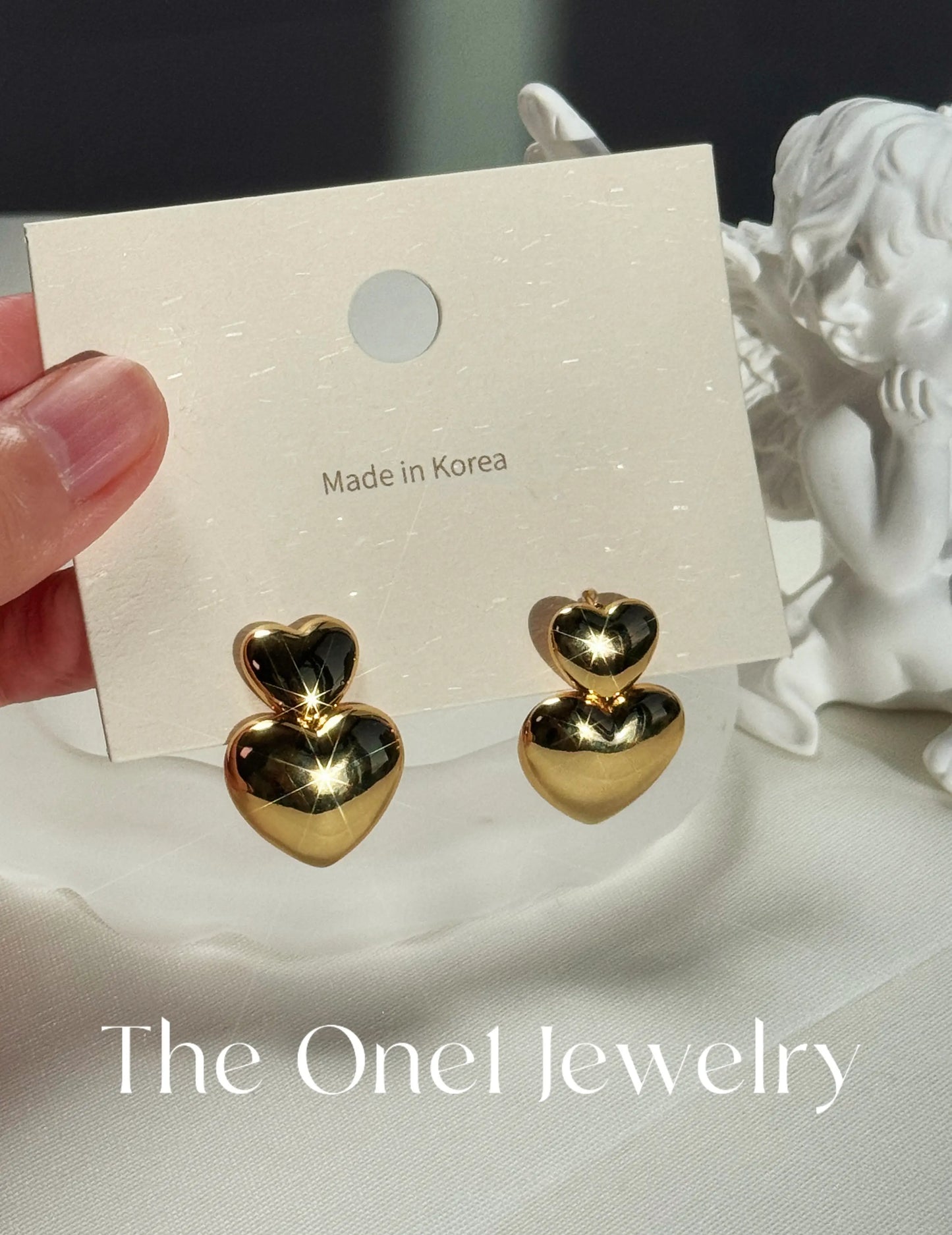 THE ONE1 - 24K Gold Double Heart Earrings