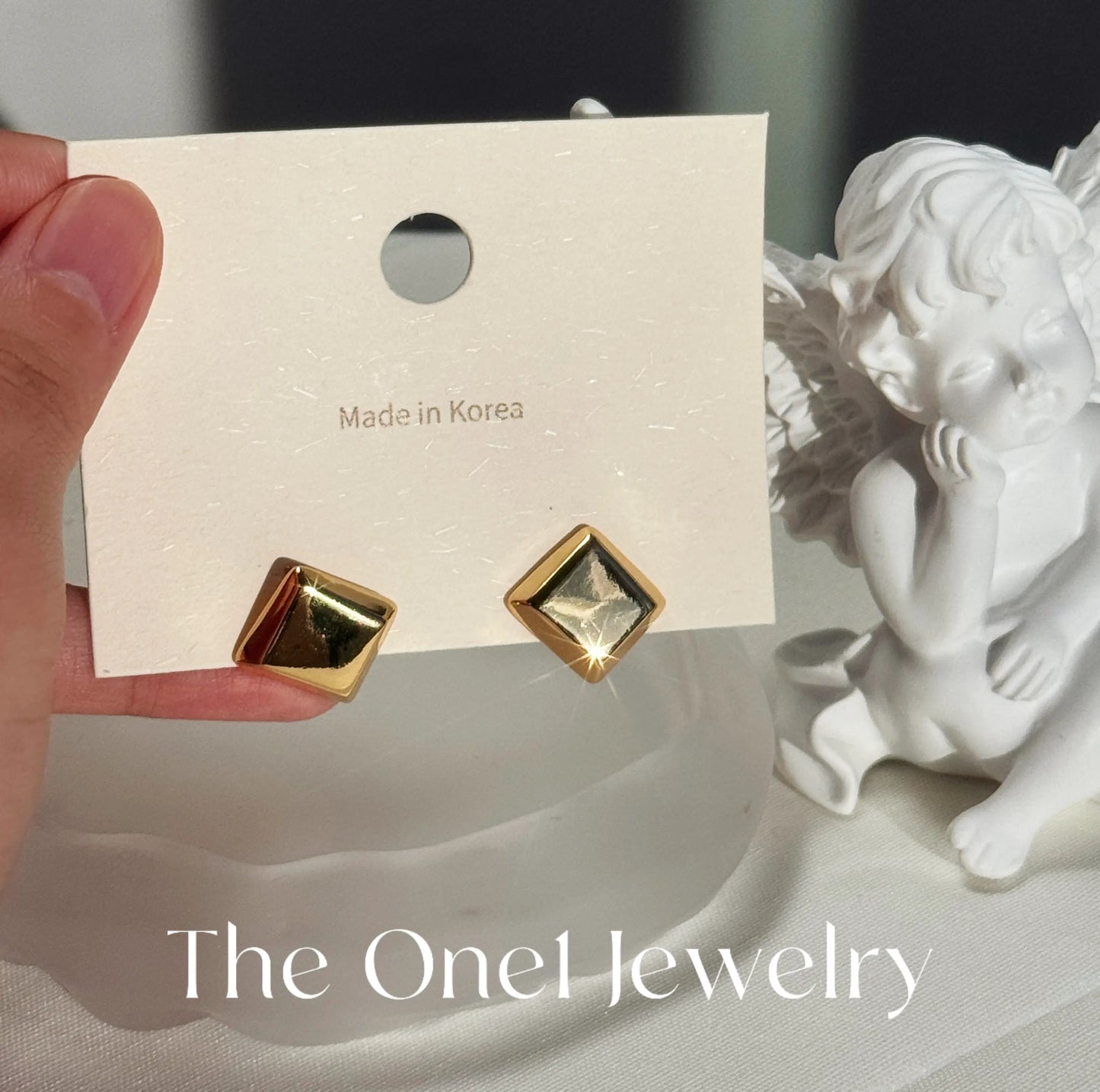 THE ONE1 - 24K Gold Organic Square earrings