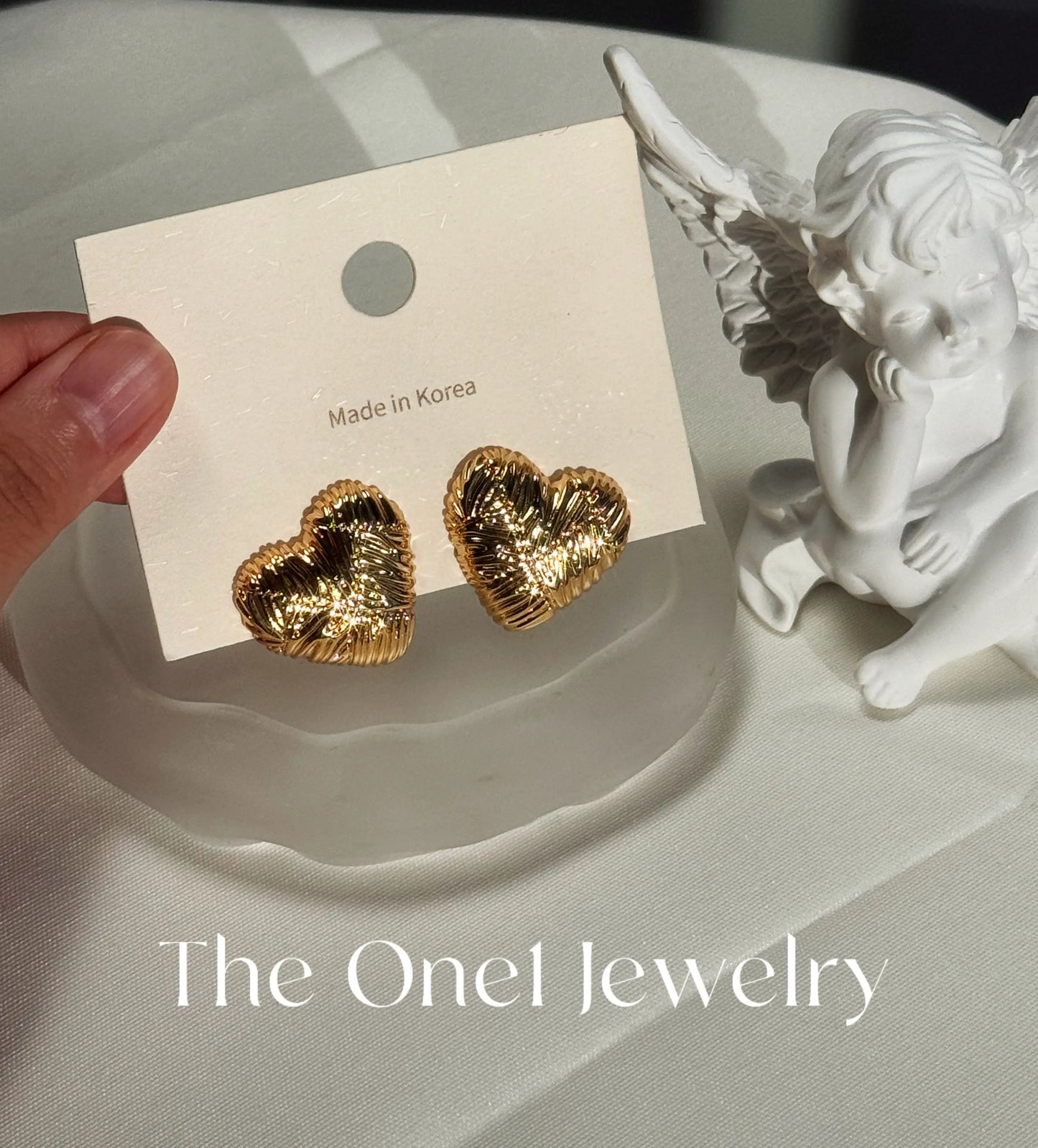 THE ONE1 - 24K Gold Organic Textured Heart Earrings