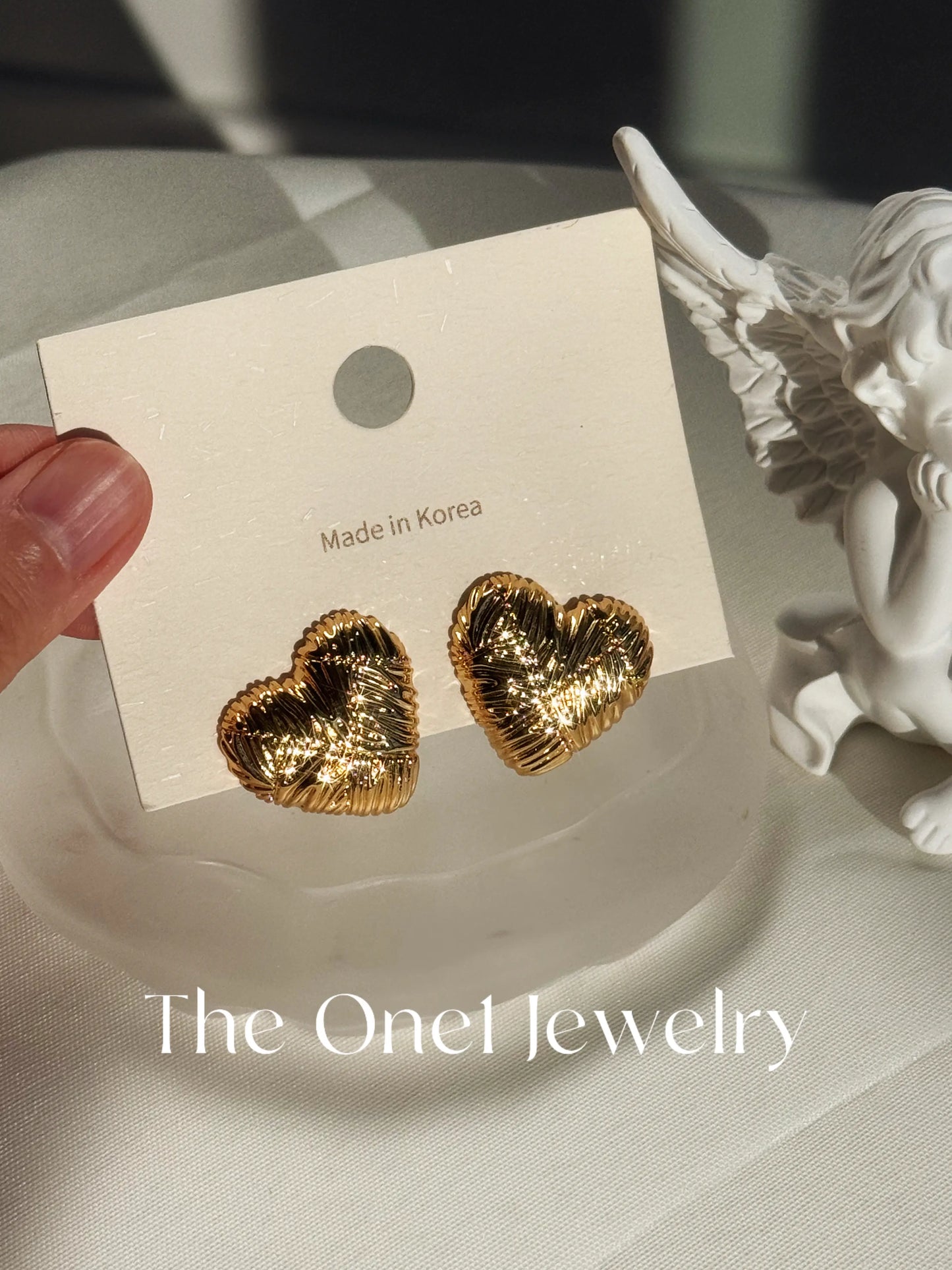 THE ONE1 - 24K Gold Organic Textured Heart Earrings