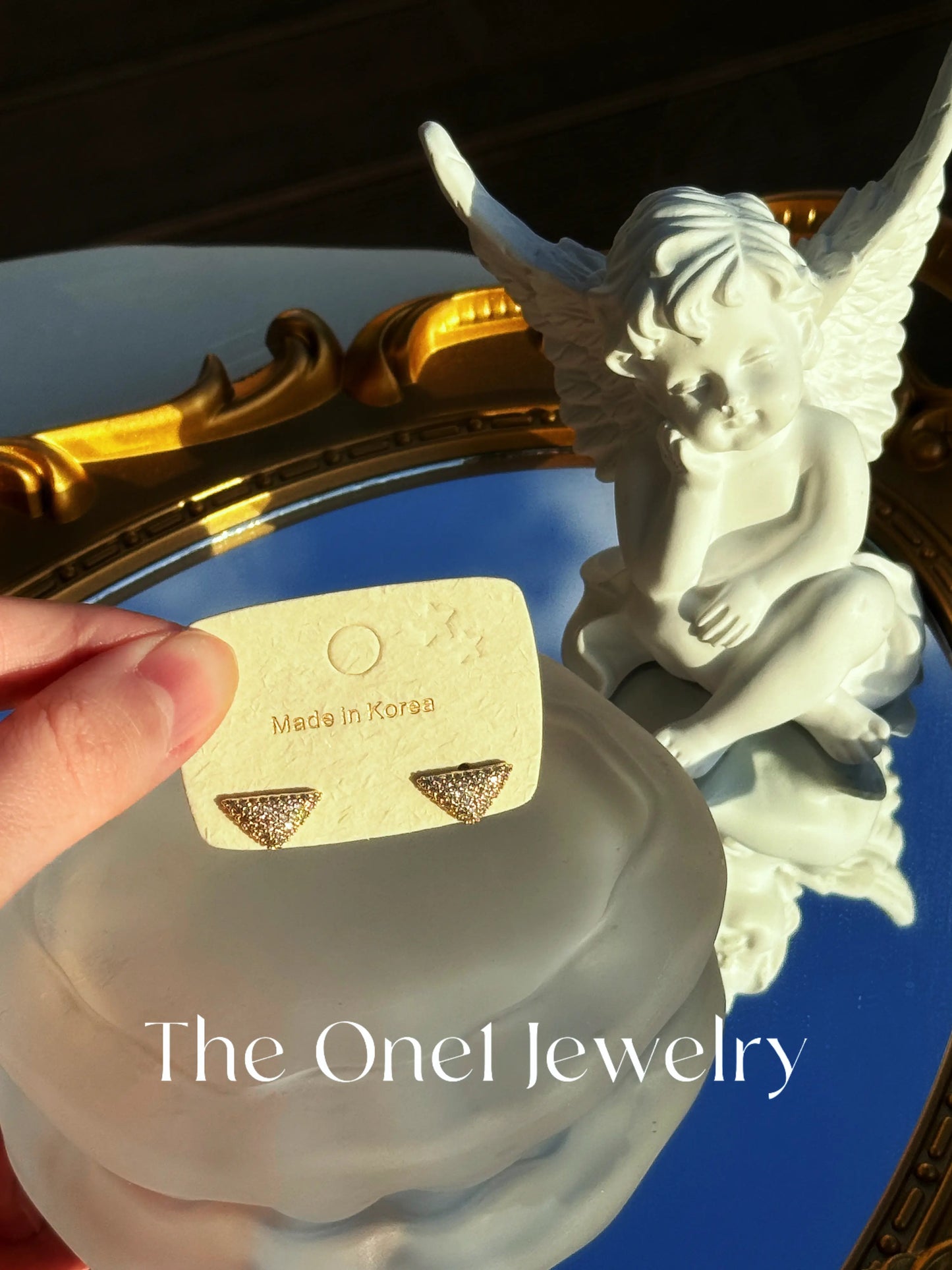 The One1| Sparkling Geometric Triangle Stud Earrings - Gold&Sliver Plated