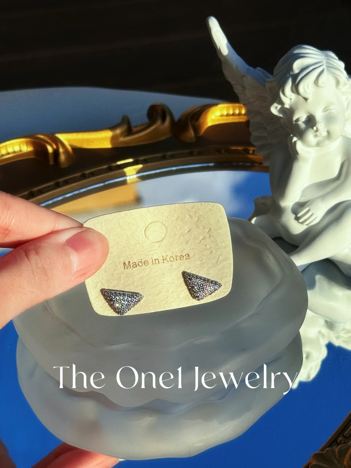 The One1| Sparkling Geometric Triangle Stud Earrings - Gold&Sliver Plated