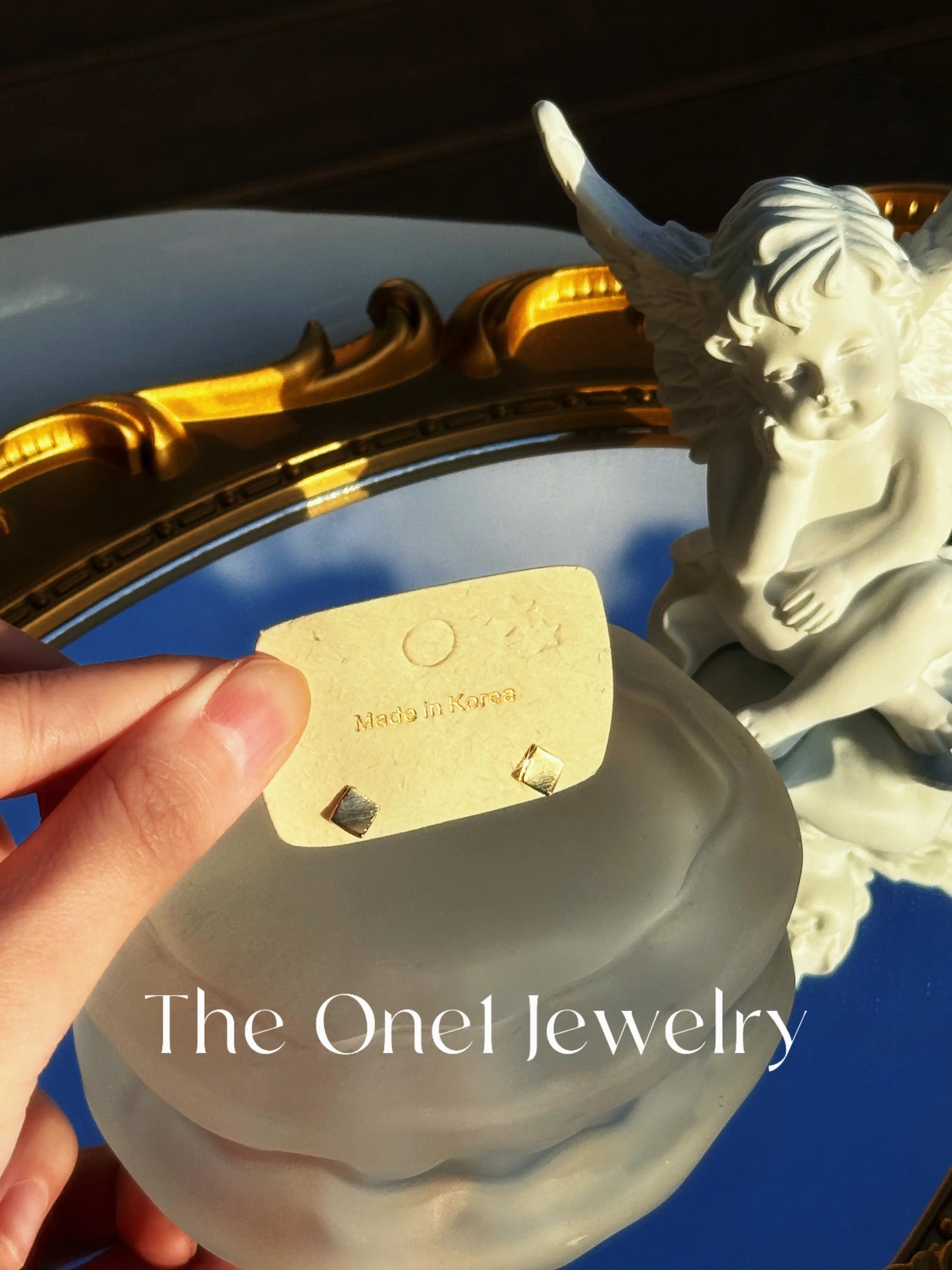 The One1| Curved Square Stud Earrings - Gold&Sliver Plated
