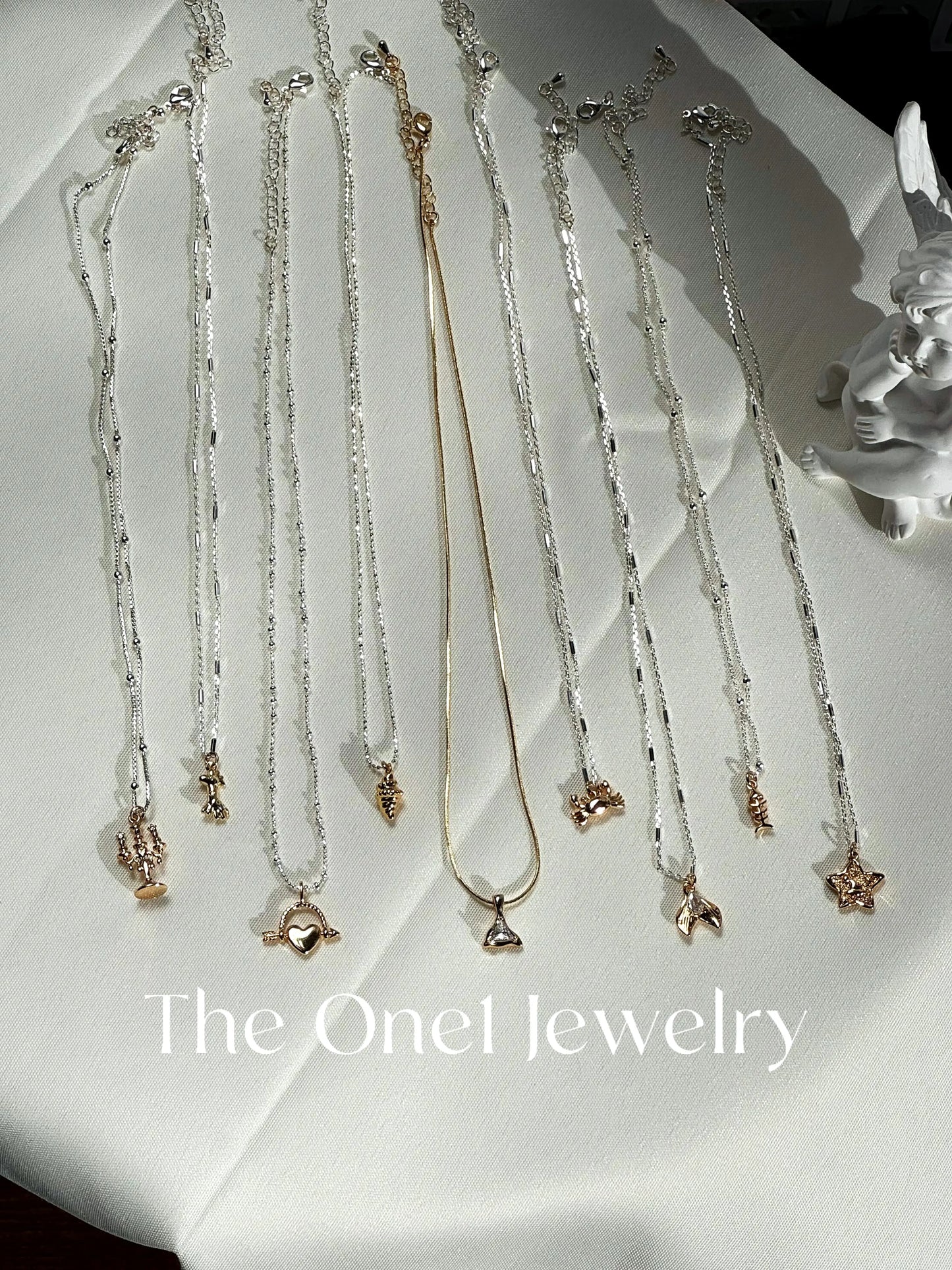 The One1 - Playful Silver Chain Gold Charm Necklace
