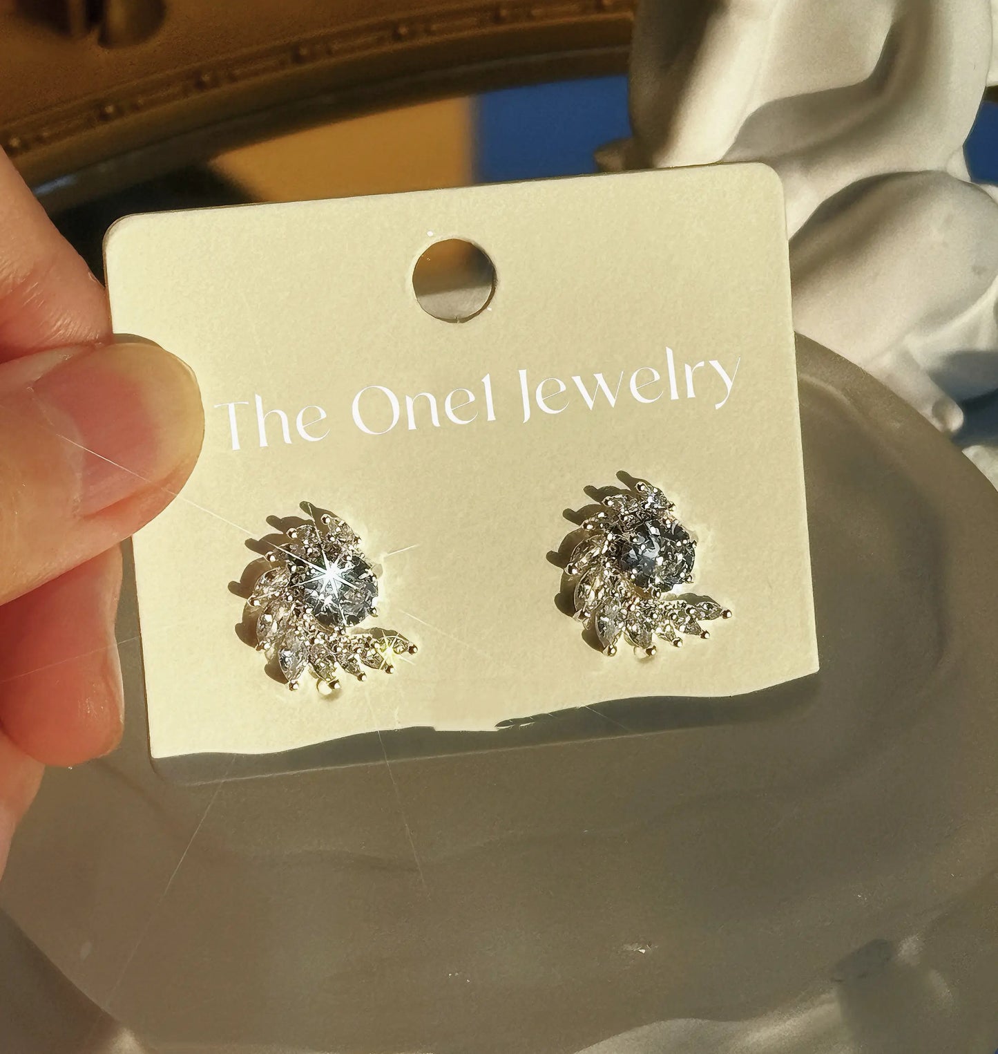 The One1- High-Shine Crystal Feather Earrings