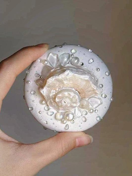 The One1 | Handmade Conch Shell mirror with ivory white, Summer shell pearl,  best gift for her