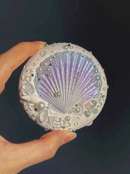 The One1 |Handmade Shell mirror with dreamy purple, Summer shell pearl,  best gift for her