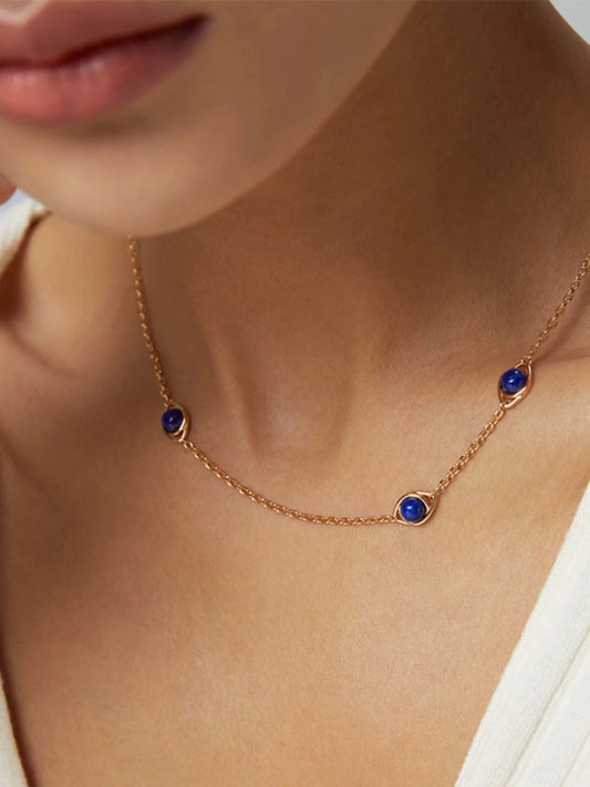 The One1| Lapis Lazuli Necklace for woman, S925 Silver, Affordable luxury, Vintage Gold