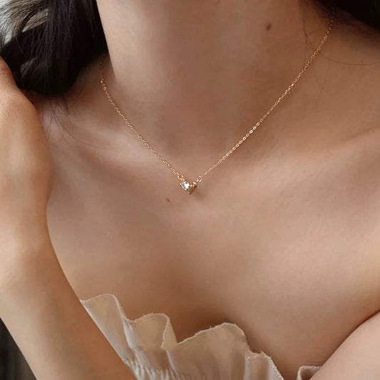 The One1| Steling Sliver Heart Necklace with Diamond for woman, 14K Gold Plated, summer necklace