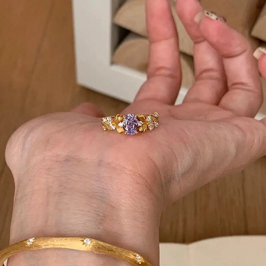 The One1| Vintage Bauhinia Blossom Diamond Ring, Adjustable